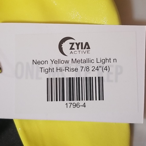 NWT Zyia Yellow Metallic Light n Tight Hi-Rise 7/8 - Picture 4 of 4